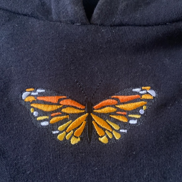 Black cropped hoodie - Picture 2 of 2